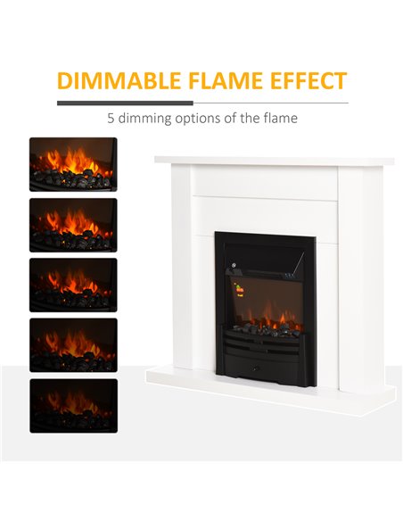 HOMCOM Electric Firplace Suites & Mantelpiece w/LED Flames Remote Marble Stone Modern Curved Surround Intelligent Safe Tempered  - pic 109964 | FastDaddyshop
