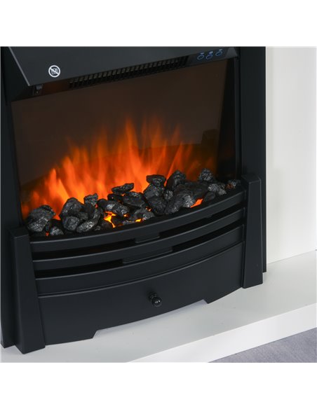 HOMCOM Electric Firplace Suites & Mantelpiece w/LED Flames Remote Marble Stone Modern Curved Surround Intelligent Safe Tempered  - pic 109968 | FastDaddyshop
