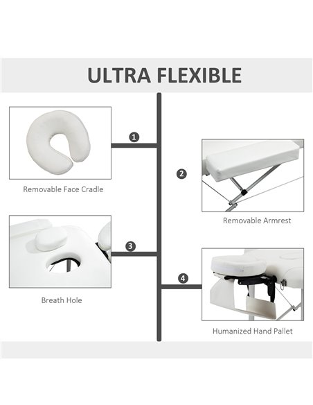HOMCOM Foldable Massage Table Professional Salon SPA Facial Couch Bed White 700-039V70WT - pic 109982 | FastDaddyshop