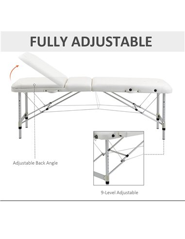 HOMCOM Foldable Massage Table Professional Salon SPA Facial Couch Bed White 700-039V70WT