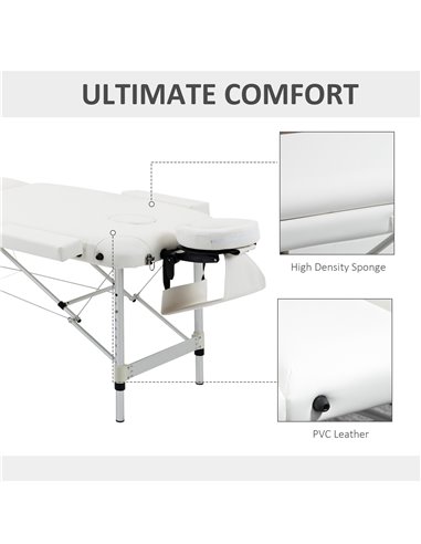 HOMCOM Foldable Massage Table Professional Salon SPA Facial Couch Bed White 700-039V70WT