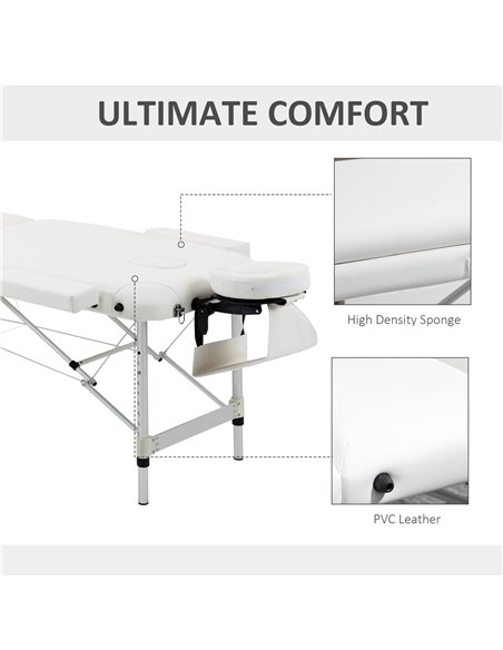 HOMCOM Foldable Massage Table Professional Salon SPA Facial Couch Bed White 700-039V70WT - pic 109984 | FastDaddyshop