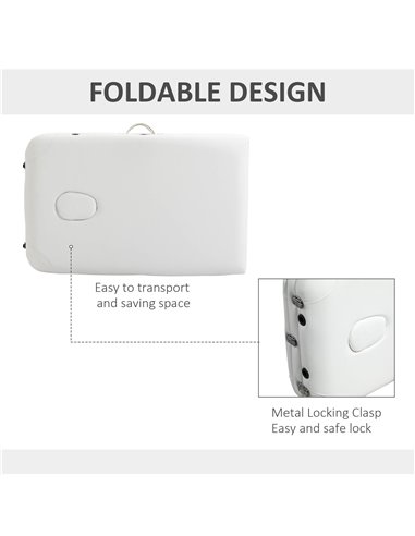 HOMCOM Foldable Massage Table Professional Salon SPA Facial Couch Bed White 700-039V70WT