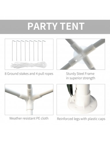 Outsunny 2.7m x 2.7m Garden Gazebo Marquee Party Tent Wedding Canopy Outdoor(Green)