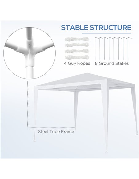 Outsunny 2.7m x 2.7m Garden Gazebo Marquee Party Tent Wedding Canopy Outdoor(White) - pic 11009 | FastDaddyshop