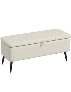 HOMCOM Linen-Look 92 x 31cm Storage Ottoman - Cream White 838-272V70CW