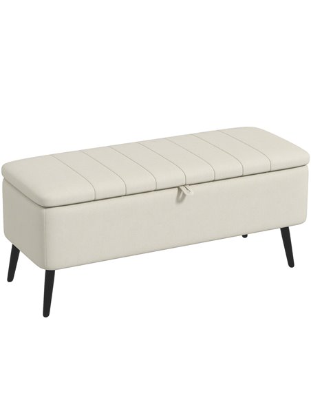 HOMCOM Linen-Look 92 x 31cm Storage Ottoman - Cream White 838-272V70CW - pic 110114 | FastDaddyshop