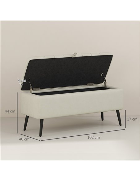 HOMCOM Linen-Look 92 x 31cm Storage Ottoman - Cream White 838-272V70CW - pic 110116 | FastDaddyshop