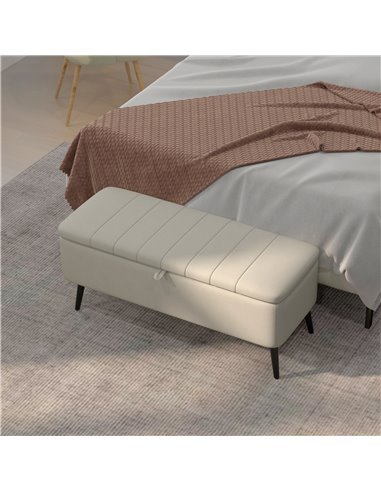 HOMCOM Linen-Look 92 x 31cm Storage Ottoman - Cream White 838-272V70CW