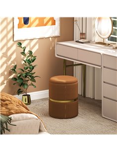 HOMCOM Velvet-Feel Storage Ottoman - Brown 838-439V70LR 2