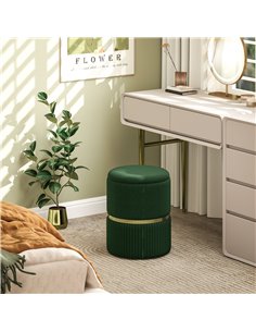 HOMCOM Velvet-Feel Storage Ottoman - Green 838-439V70DG 2