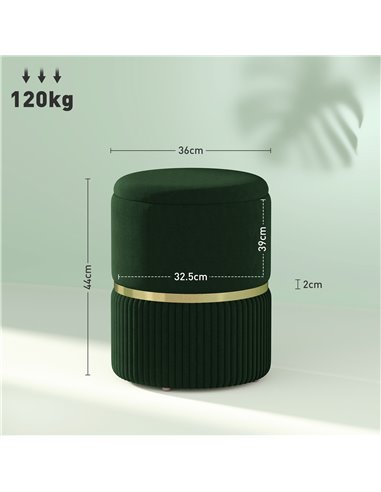 HOMCOM Velvet-Feel Storage Ottoman - Green 838-439V70DG