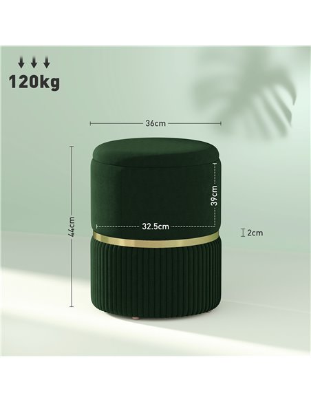 HOMCOM Velvet-Feel Storage Ottoman - Green 838-439V70DG - pic 110134 | FastDaddyshop