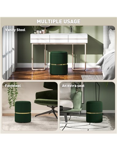 HOMCOM Velvet-Feel Storage Ottoman - Green 838-439V70DG