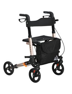 HOMCOM 4 Wheel Rollator with Seat and Back, Folding Mobility Walker with Carry Bag, Adjustable Height, Dual Brakes, Cane Holder,