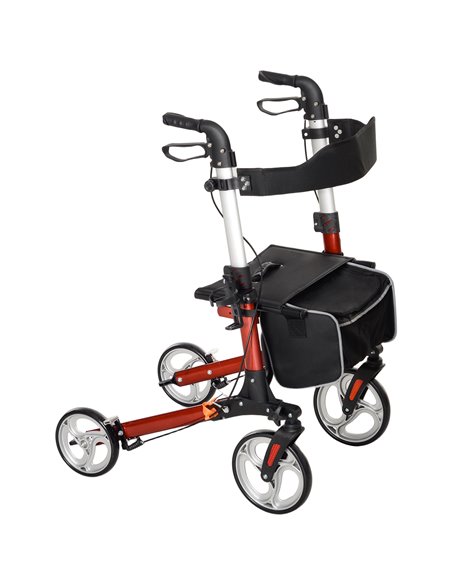 HOMCOM 88.5-106cm Aluminium Frame Rollator Walker, with Brakes - Red 712-061V00RD - pic 110159 | FastDaddyshop