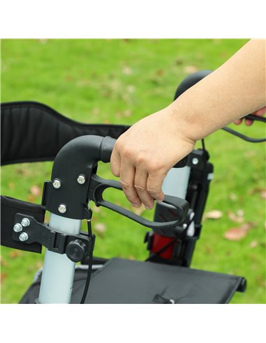 HOMCOM 88.5-106cm Aluminium Frame Rollator Walker, with Brakes - Red 712-061V00RD