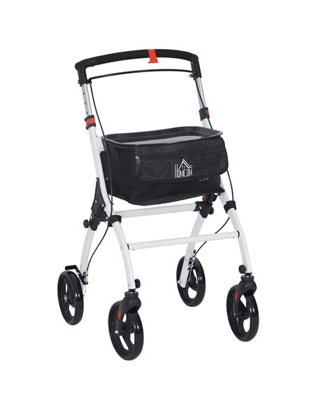 HOMCOM Folding Upright Rollator Walker with Lightweight Walking Frame, Storage Bag, Tray, Dual Brakes, Adjustable Handle Height, - pic 110168 | FastDaddyshop