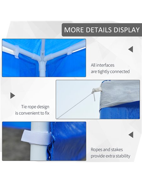 Outsunny 3 x 4 m Party Gazebo Marquee Garden Canopy Outdoor BBQ Tent Camping Patio Awning with 2 Sidewalls, Blue - pic 11017 | FastDaddyshop