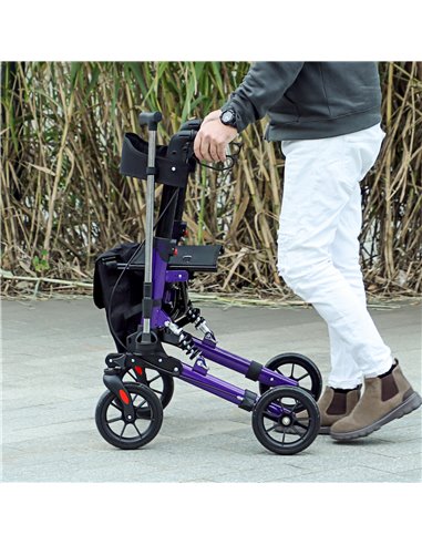 HOMCOM Folding Rollator Walker with Seat, Backrest, Lightweight Walking Frame with Storage Bag, Dual Brakes, Adjustable Handle H