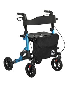 HOMCOM Folding Rollator Walker with Seat, Backrest, Lightweight Walking Frame with Storage Bag, Dual Brakes, Adjustable Handle H