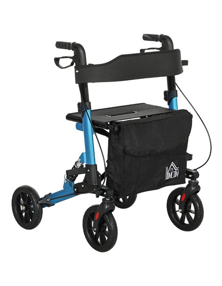 HOMCOM Folding Rollator Walker with Seat, Backrest, Lightweight Walking Frame with Storage Bag, Dual Brakes, Adjustable Handle H - pic 110186 | FastDaddyshop
