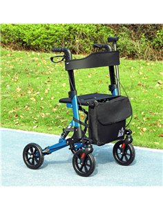HOMCOM Folding Rollator Walker with Seat, Backrest, Lightweight Walking Frame with Storage Bag, Dual Brakes, Adjustable Handle H 2