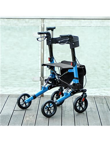HOMCOM Folding Rollator Walker with Seat, Backrest, Lightweight Walking Frame with Storage Bag, Dual Brakes, Adjustable Handle H