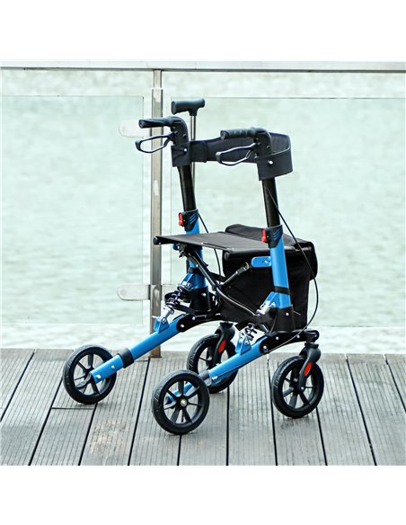 HOMCOM Folding Rollator Walker with Seat, Backrest, Lightweight Walking Frame with Storage Bag, Dual Brakes, Adjustable Handle H - pic 110194 | FastDaddyshop
