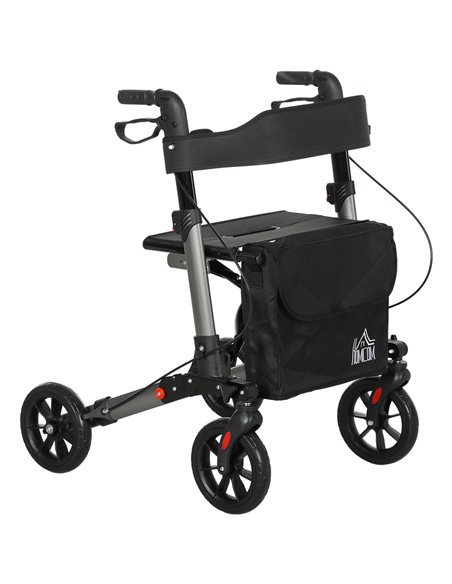HOMCOM 4 Wheel Rollator with Seat and Back, Folding Mobility Walker with Carry Bag, Adjustable Height, Dual Brakes, Cane Holder, - pic 110195 | FastDaddyshop