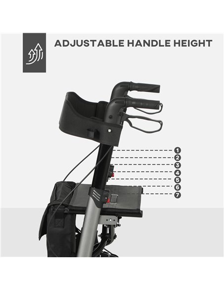 HOMCOM 4 Wheel Rollator with Seat and Back, Folding Mobility Walker with Carry Bag, Adjustable Height, Dual Brakes, Cane Holder, - pic 110201 | FastDaddyshop