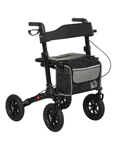 HOMCOM Folding Rollator Walker with Padded Seat, Backrest, Lightweight Walking Frame with Storage Bag, Dual Brakes, All-terrain 