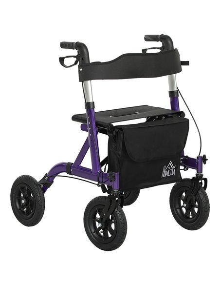 HOMCOM Folding Rollator Walker with Seat, Backrest, Lightweight Walking Frame with Storage Bag, Dual Brakes, All-terrain Wheels, - pic 110213 | FastDaddyshop