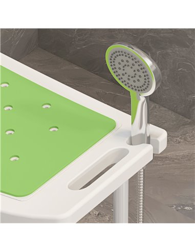 HOMCOM 6-Level Height Adjustable Aluminium Bath Room Stool Chair Shower Non-Slip Design w/ Padded Seat Drainage Holes Foot Pad, 