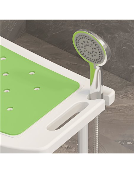 HOMCOM 6-Level Height Adjustable Aluminium Bath Room Stool Chair Shower Non-Slip Design w/ Padded Seat Drainage Holes Foot Pad,  - pic 110230 | FastDaddyshop