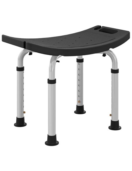 HOMCOM Height Adjustable Bath Stool, Aluminium Shower Stool with Non-Slip Pads for Elderly, Disabled, Seniors, Pregnant, Black 7 - pic 110231 | FastDaddyshop