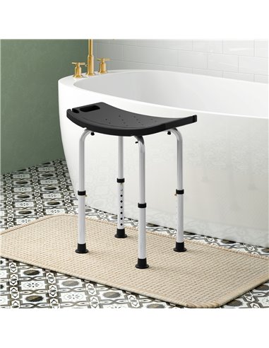 HOMCOM Height Adjustable Bath Stool, Aluminium Shower Stool with Non-Slip Pads for Elderly, Disabled, Seniors, Pregnant, Black 7