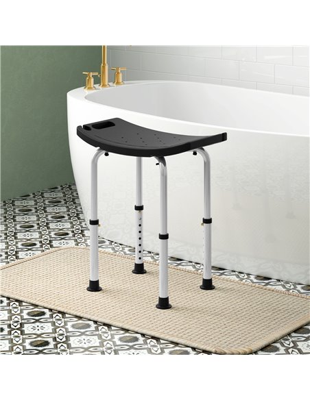 HOMCOM Height Adjustable Bath Stool, Aluminium Shower Stool with Non-Slip Pads for Elderly, Disabled, Seniors, Pregnant, Black 7 - pic 110232 | FastDaddyshop