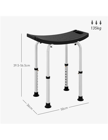 HOMCOM Height Adjustable Bath Stool, Aluminium Shower Stool with Non-Slip Pads for Elderly, Disabled, Seniors, Pregnant, Black 7