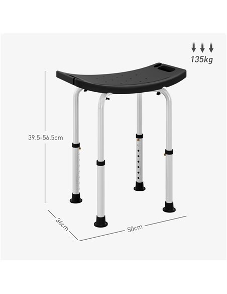HOMCOM Height Adjustable Bath Stool, Aluminium Shower Stool with Non-Slip Pads for Elderly, Disabled, Seniors, Pregnant, Black 7 - pic 110233 | FastDaddyshop