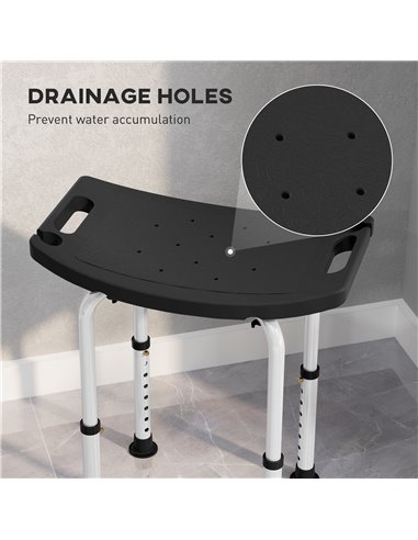 HOMCOM Height Adjustable Bath Stool, Aluminium Shower Stool with Non-Slip Pads for Elderly, Disabled, Seniors, Pregnant, Black 7