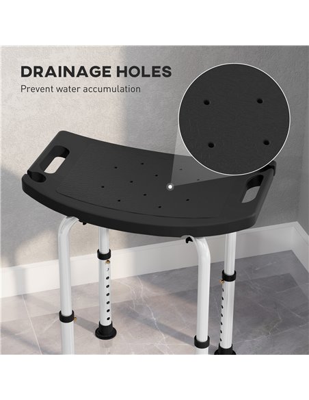 HOMCOM Height Adjustable Bath Stool, Aluminium Shower Stool with Non-Slip Pads for Elderly, Disabled, Seniors, Pregnant, Black 7 - pic 110237 | FastDaddyshop