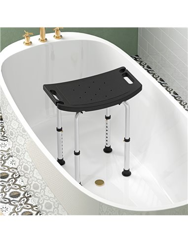 HOMCOM Height Adjustable Bath Stool, Aluminium Shower Stool with Non-Slip Pads for Elderly, Disabled, Seniors, Pregnant, Black 7