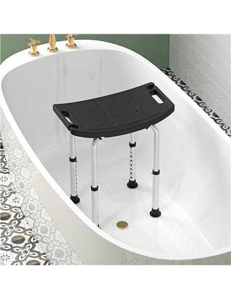 HOMCOM Height Adjustable Bath Stool, Aluminium Shower Stool with Non-Slip Pads for Elderly, Disabled, Seniors, Pregnant, Black 7 - pic 110239 | FastDaddyshop