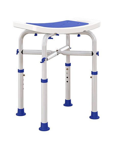 HOMCOM 44-51.5cm Aluminium Frame Shower/Bath Stool - White 713-115V00VT - pic 110240 | FastDaddyshop