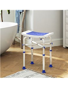 HOMCOM 44-51.5cm Aluminium Frame Shower/Bath Stool - White 713-115V00VT 2