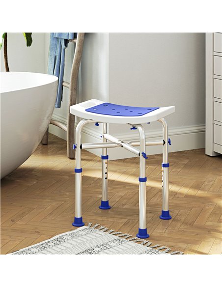 HOMCOM 44-51.5cm Aluminium Frame Shower/Bath Stool - White 713-115V00VT - pic 110241 | FastDaddyshop