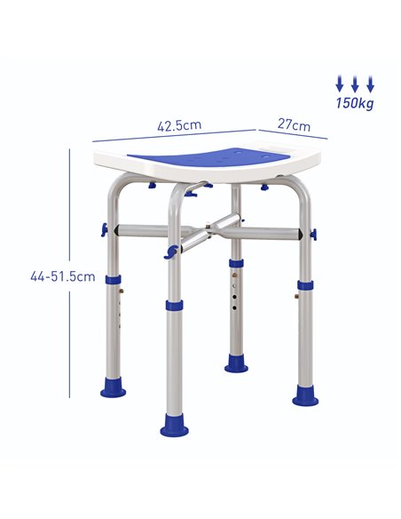 HOMCOM 44-51.5cm Aluminium Frame Shower/Bath Stool - White 713-115V00VT - pic 110242 | FastDaddyshop