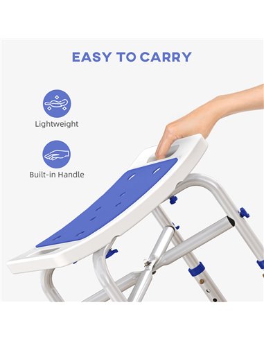 HOMCOM 44-51.5cm Aluminium Frame Shower/Bath Stool - White 713-115V00VT