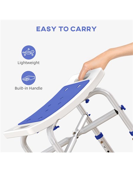 HOMCOM 44-51.5cm Aluminium Frame Shower/Bath Stool - White 713-115V00VT - pic 110246 | FastDaddyshop